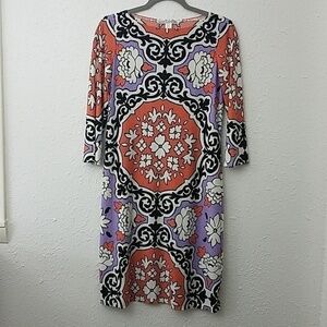 𝅺maggy London shift dress US 4 long Sleeve ethnic